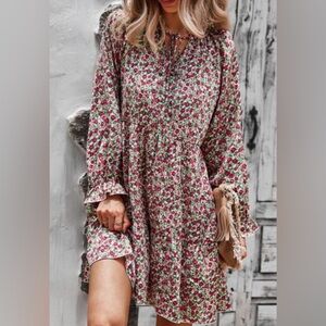 Floral Print Long Sleeve Dress